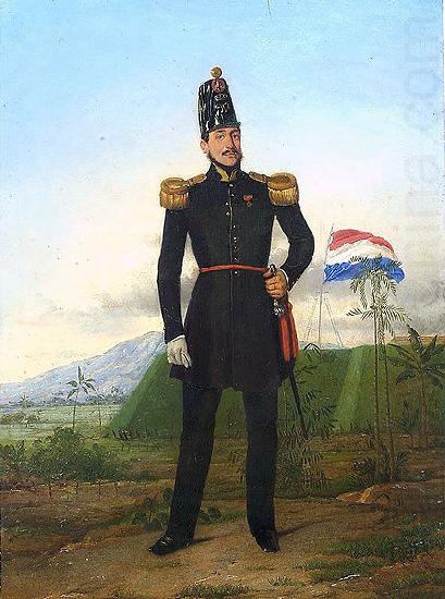Oil painting with an officer of the KNIL, the Royal Dutch East Indies Army., unknow artist